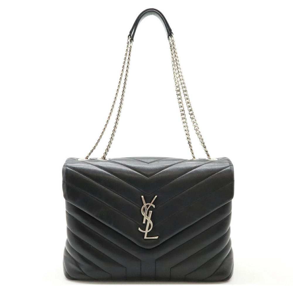 SAINT LAURENT PARIS Yves YSL Loulou Chain Shoulder Bag Y Quilted Leather Black